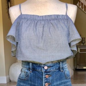 Off-shoulder Spaghetti Strap Striped Top